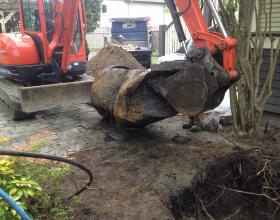 Freshly removed buried oil tank in Victoria BC
